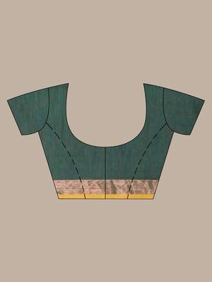 Forest green pure cotton zari stripe soft saree with zari border 5