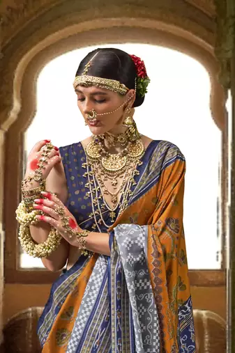 Elora Soft Silk Woven Designer Saree (Mustard)