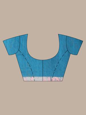 Teal pure cotton zari stripe soft saree with zari border 5