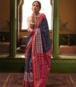 Elora Soft Silk Woven Designer Saree (Navy Blue)