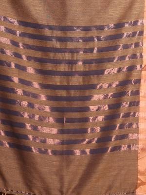 Mustard pure cotton zari stripe soft saree with zari border 4