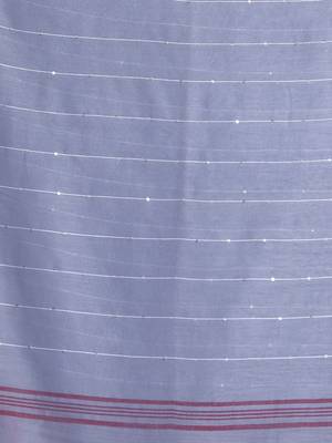 Grey stripe pattern pure cotton soft saree with contrast border 4