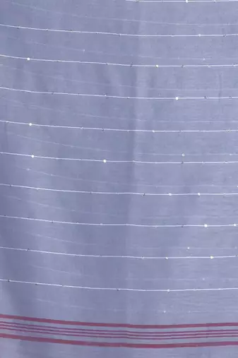 Grey stripe pattern pure cotton soft saree with contrast border