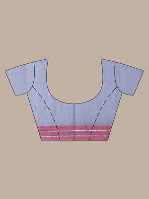 Grey stripe pattern pure cotton soft saree with contrast border 5