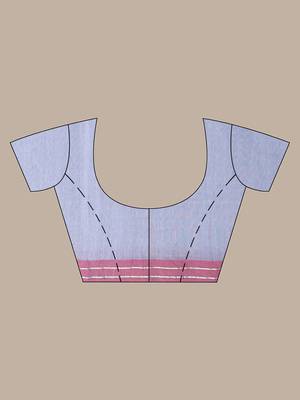 Grey pure cotton soft saree with  stripe pattern 5