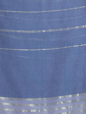 Grey pure cotton soft saree with  stripe pattern 4