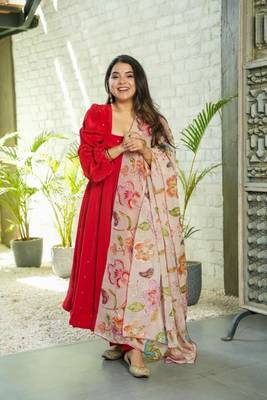 Red Velvet Kurta Suit Set 1