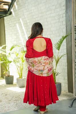 Red Velvet Kurta Suit Set 4