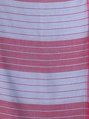 Grey pure cotton soft saree with  stripe pattern 4