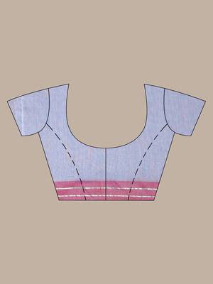 Grey pure cotton soft saree with  stripe pattern 5