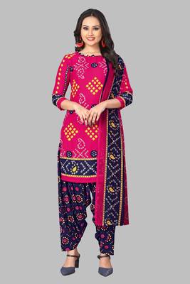 Unstitched crepe salwar suit material printed 1