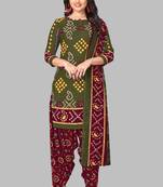Unstitched crepe salwar suit material printed