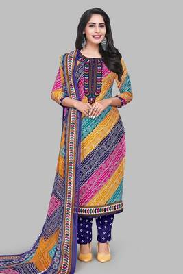 Unstitched crepe salwar suit material printed 1