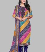 Unstitched crepe salwar suit material printed
