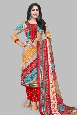 Unstitched crepe salwar suit material printed 1