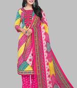 Unstitched crepe salwar suit material printed