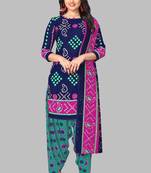 Unstitched crepe salwar suit material printed