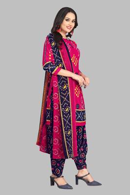 Unstitched crepe salwar suit material printed 2