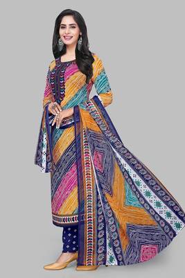 Unstitched crepe salwar suit material printed 2