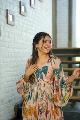 Dusty Pink Chinon Printed Maxi Suit  2