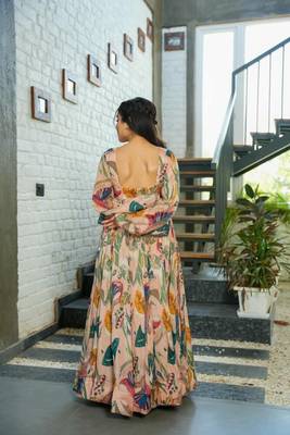 Dusty Pink Chinon Printed Maxi Suit  4