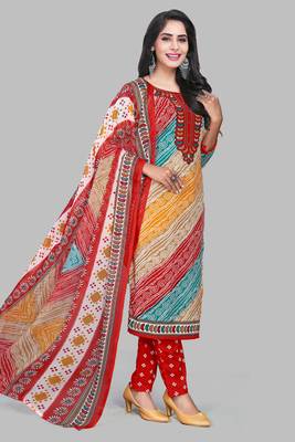 Unstitched crepe salwar suit material printed 2