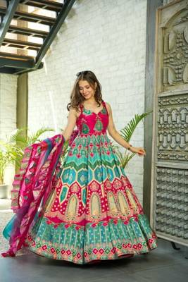 Designer Silk Printed Maxi Suit Set 3