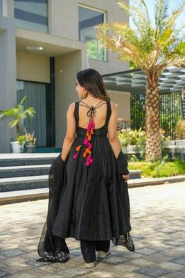 Black Chanderi Kurta Suit Set 4