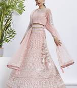 Coral Net Sequins and thread embroidery Semi-Stitched Lehenga choli & Dupatta