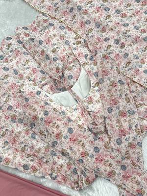 Chiffon Floral Print Fabric Padded Side Zipper Attached Fully Flair Anarkali Kurti Dupatta And Pent 7