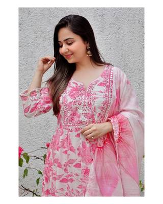 Rayon with printed embellished Anarkali set 2
