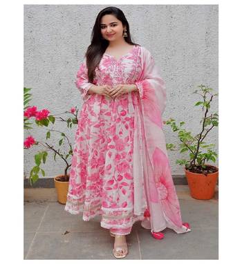 Rayon with printed embellished Anarkali set 3