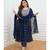 navy blue rayon fabric nayra cut kurti with pant duppatta set