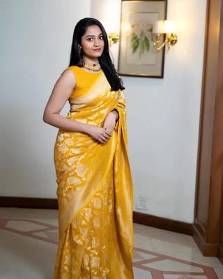 Traditioanl Jacquard Yellow Saree 2