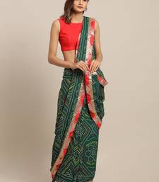 Hand Dyed Green Bandhani Georgette Sustainable Saree