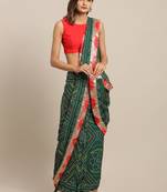 Hand Dyed Green Bandhani Georgette Sustainable Saree