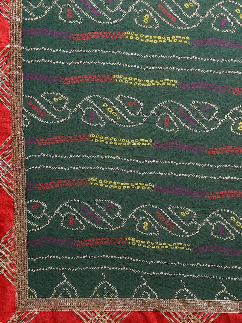 Hand Dyed Green Bandhani Georgette Sustainable Saree