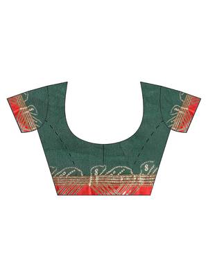 Hand Dyed Green Bandhani Georgette Sustainable Saree 5