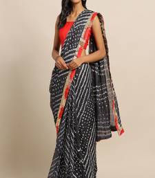 Hand Dyed Black Bandhani Georgette Sustainable Saree