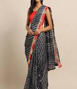 Hand Dyed Black Bandhani Georgette Sustainable Saree