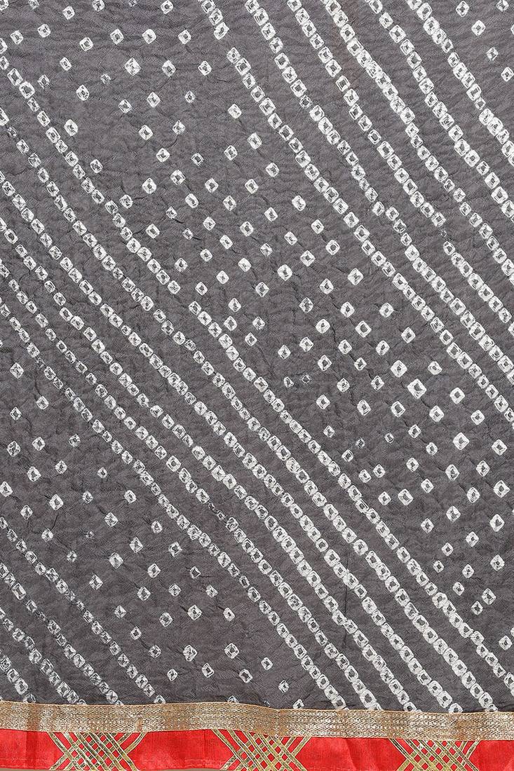 Hand Dyed Black Bandhani Georgette Sustainable Saree