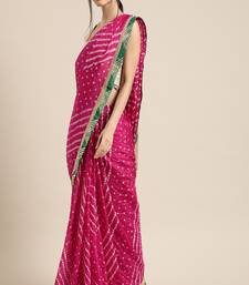 Hand Dyed Pink Bandhani Georgette Sustainable Saree