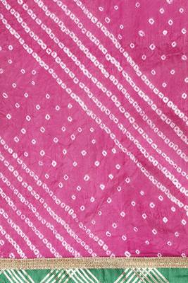 Hand Dyed Pink Bandhani Georgette Sustainable Saree 3