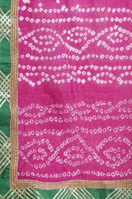 Hand Dyed Pink Bandhani Georgette Sustainable Saree 4