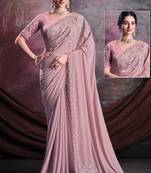 Pyaji Shimmer Crepe Silk Embroidered Saree With Unstitched Blouse Piece