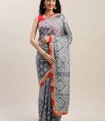 Hand Dyed Grey Bandhani Silk Saree
