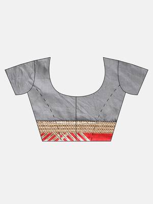 Hand Dyed Grey Bandhani Silk Saree 5