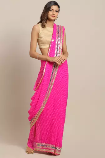 Handcrafted Gota Patti Leheriya Saree