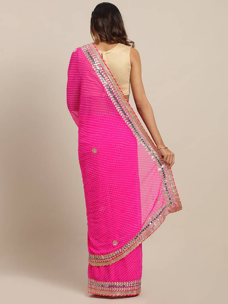 Handcrafted Gota Patti Leheriya Saree