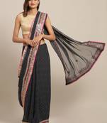 Black Hand Embellished Georgette Sustainable Saree